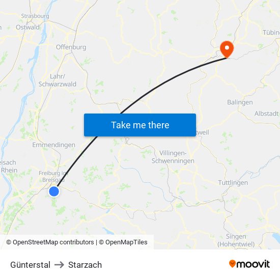 Günterstal to Starzach map