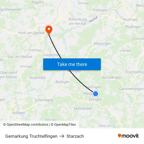 Gemarkung Truchtelfingen to Starzach map