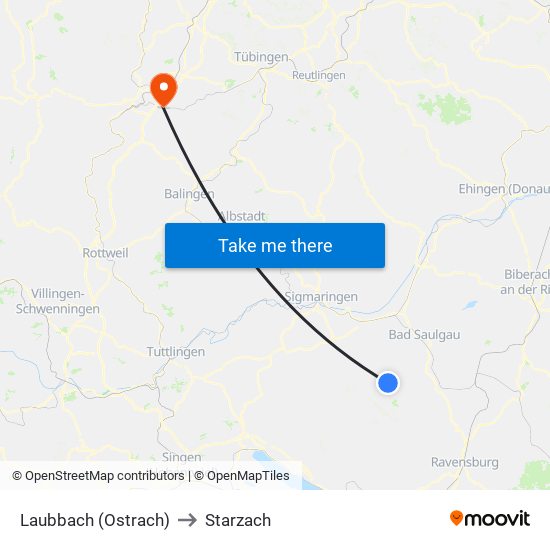 Laubbach (Ostrach) to Starzach map