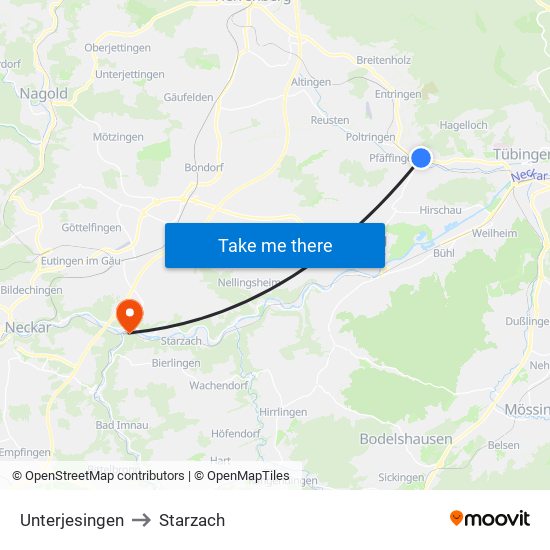 Unterjesingen to Starzach map