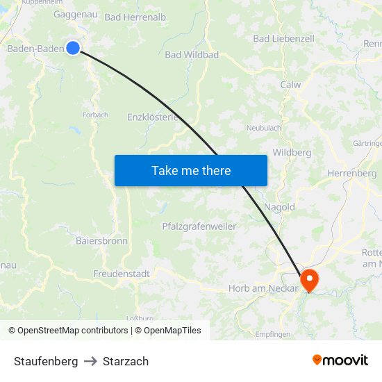 Staufenberg to Starzach map