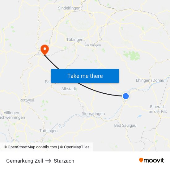 Gemarkung Zell to Starzach map