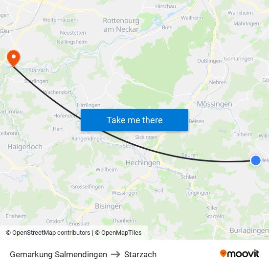 Gemarkung Salmendingen to Starzach map