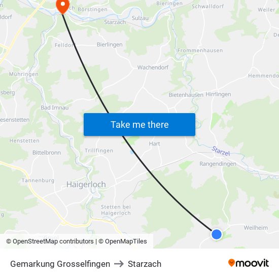 Gemarkung Grosselfingen to Starzach map