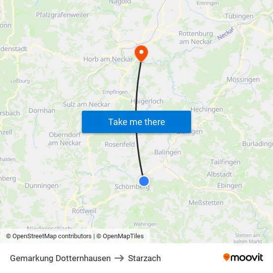 Gemarkung Dotternhausen to Starzach map