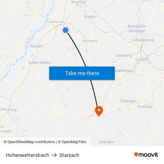 Hohenwettersbach to Starzach map