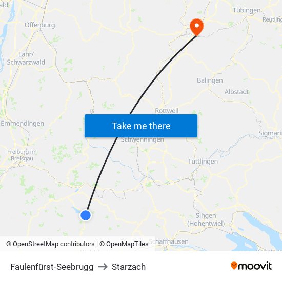 Faulenfürst-Seebrugg to Starzach map