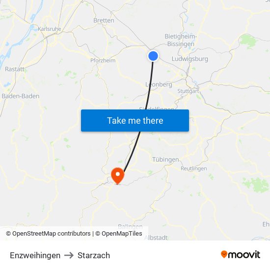 Enzweihingen to Starzach map