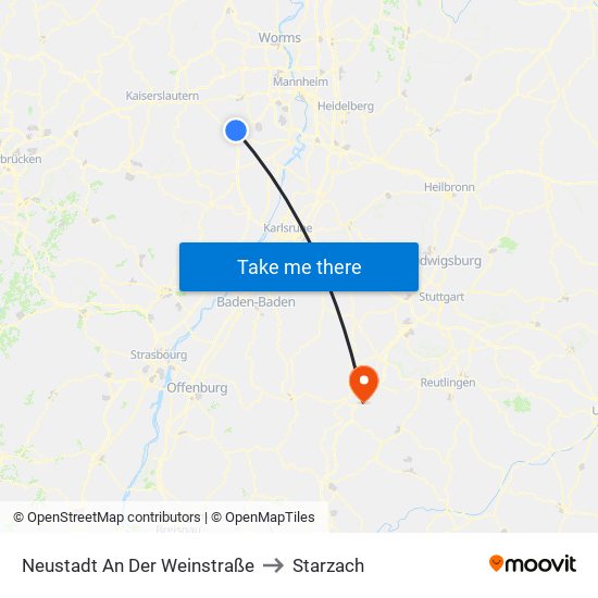 Neustadt An Der Weinstraße to Starzach map