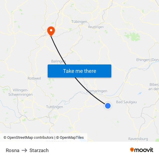 Rosna to Starzach map