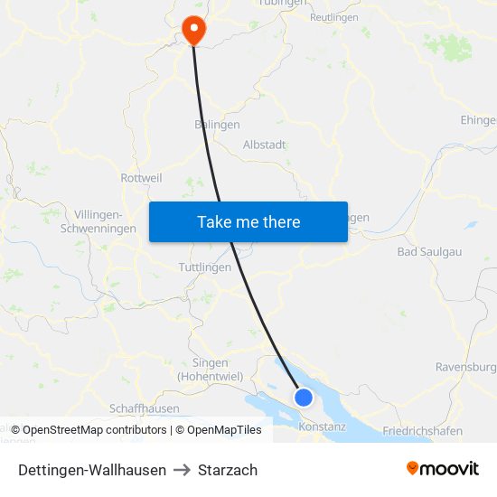 Dettingen-Wallhausen to Starzach map