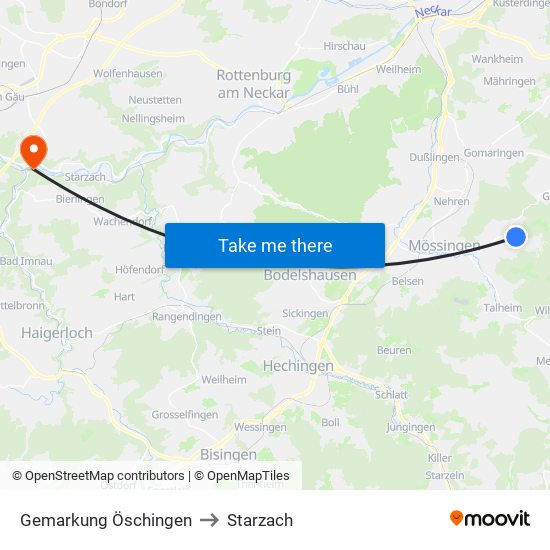 Gemarkung Öschingen to Starzach map