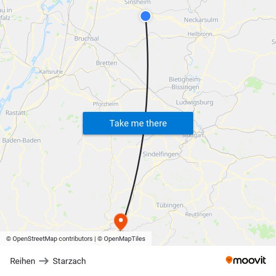 Reihen to Starzach map