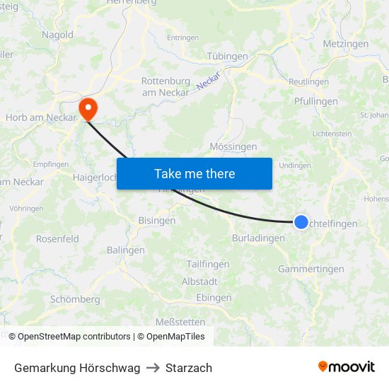 Gemarkung Hörschwag to Starzach map