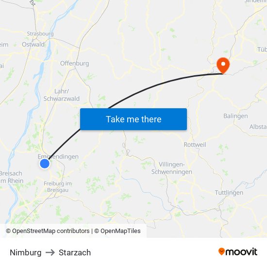 Nimburg to Starzach map