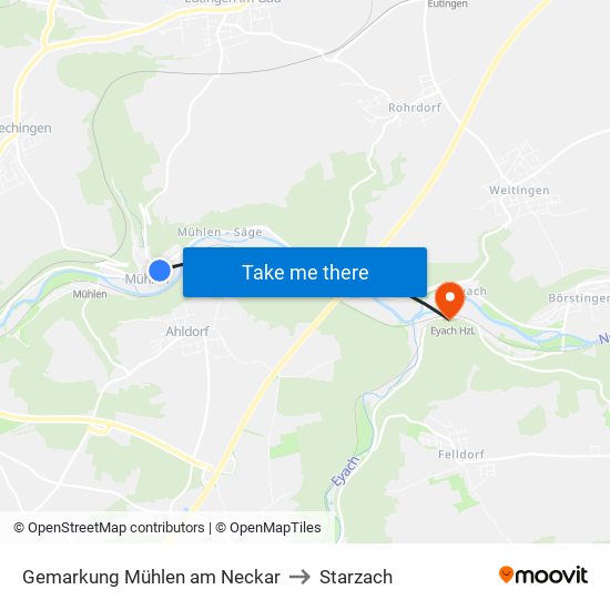 Gemarkung Mühlen am Neckar to Starzach map