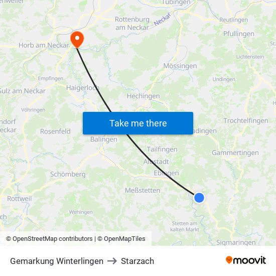 Gemarkung Winterlingen to Starzach map