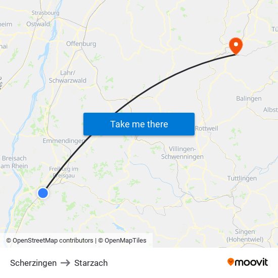 Scherzingen to Starzach map