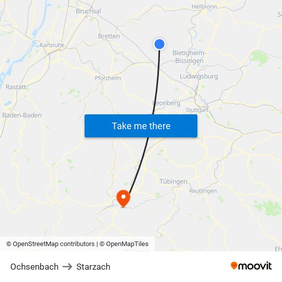 Ochsenbach to Starzach map
