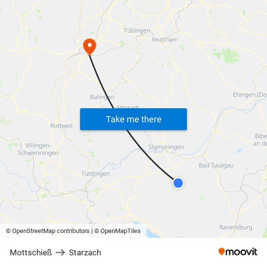 Mottschieß to Starzach map