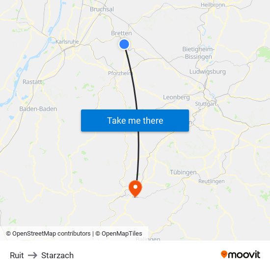 Ruit to Starzach map