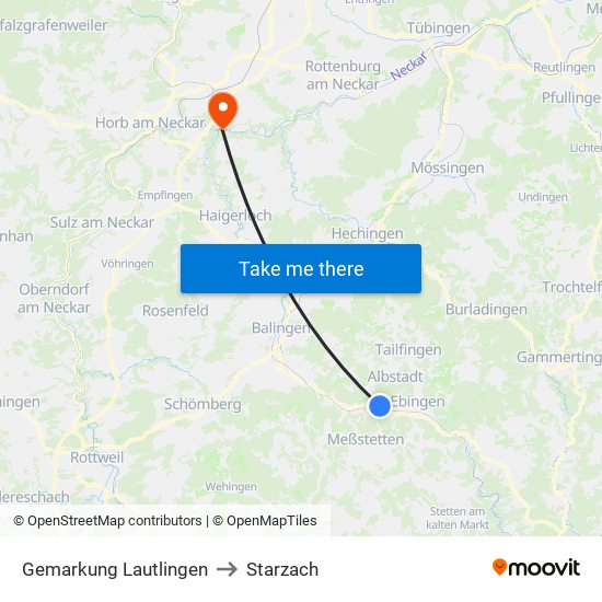 Gemarkung Lautlingen to Starzach map