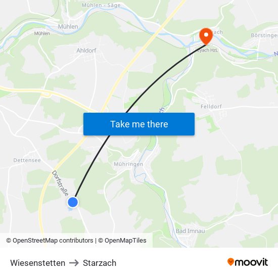 Wiesenstetten to Starzach map