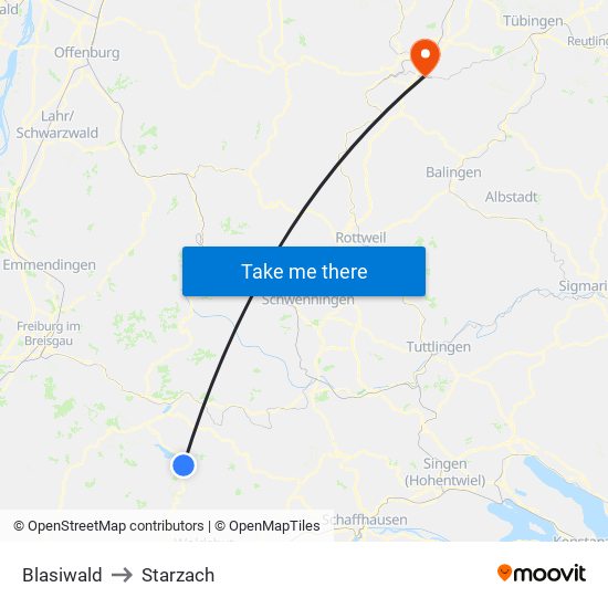 Blasiwald to Starzach map