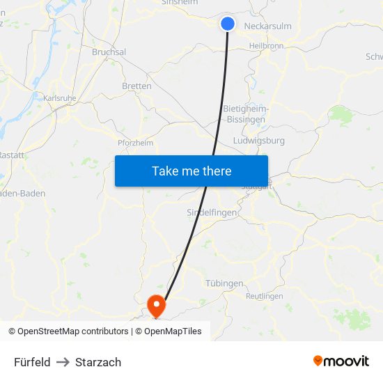 Fürfeld to Starzach map