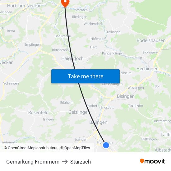 Gemarkung Frommern to Starzach map