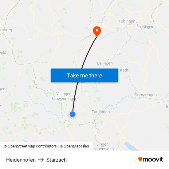 Heidenhofen to Starzach map