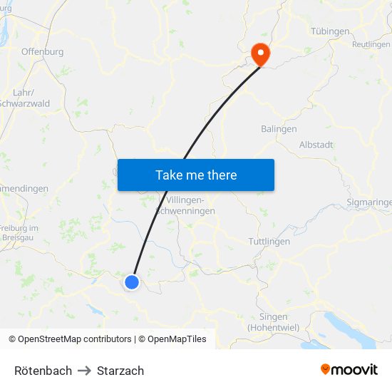 Rötenbach to Starzach map