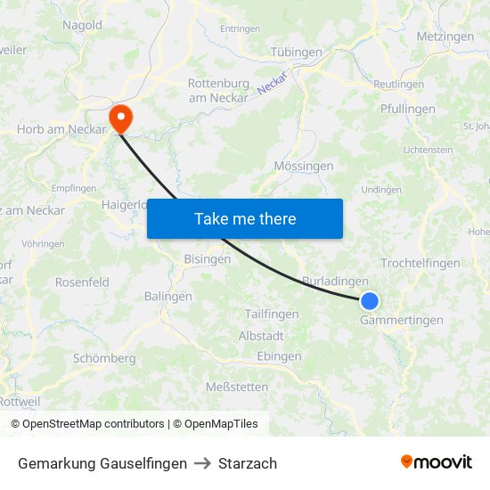 Gemarkung Gauselfingen to Starzach map