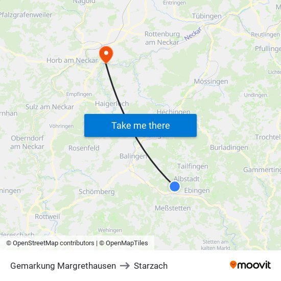 Gemarkung Margrethausen to Starzach map