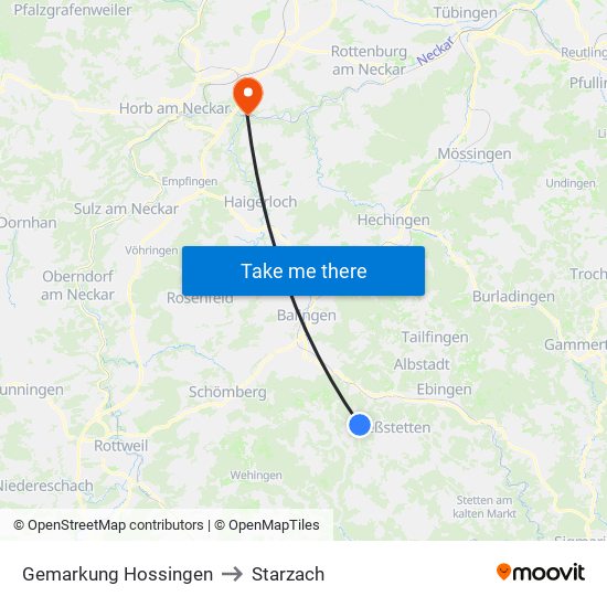 Gemarkung Hossingen to Starzach map