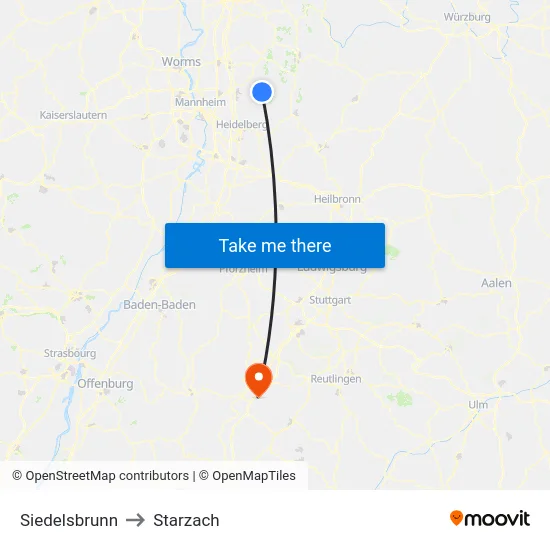 Siedelsbrunn to Starzach map