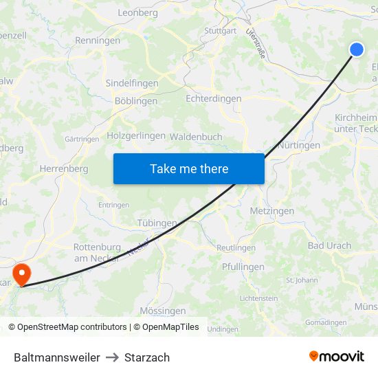 Baltmannsweiler to Starzach map