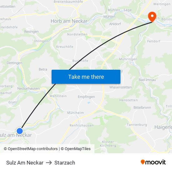 Sulz Am Neckar to Starzach map