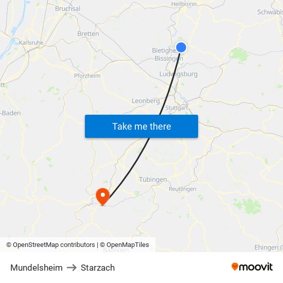 Mundelsheim to Starzach map