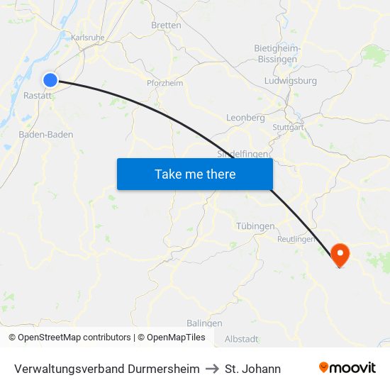 Verwaltungsverband Durmersheim to St. Johann map