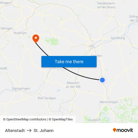 Altenstadt to St. Johann map