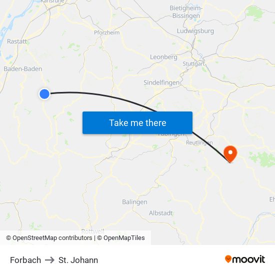 Forbach to St. Johann map