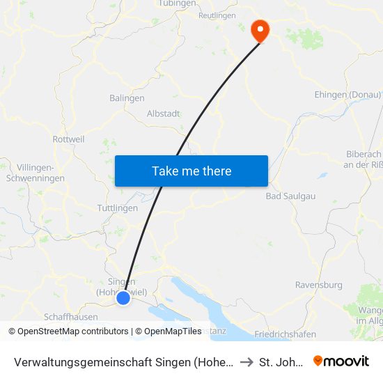 Verwaltungsgemeinschaft Singen (Hohentwiel) to St. Johann map