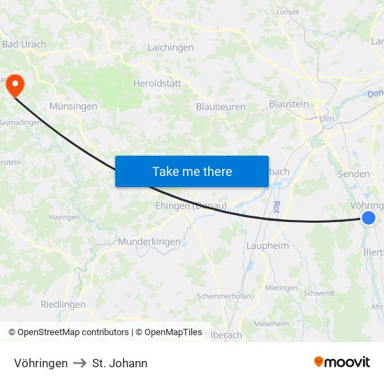 Vöhringen to St. Johann map