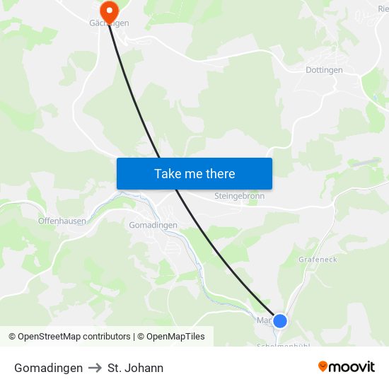 Gomadingen to St. Johann map