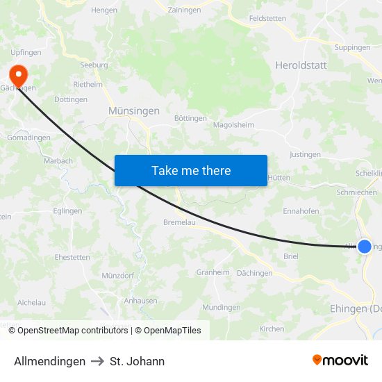 Allmendingen to St. Johann map