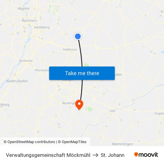 Verwaltungsgemeinschaft Möckmühl to St. Johann map