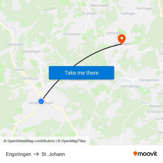 Engstingen to St. Johann map