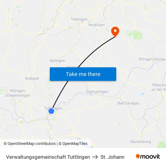 Verwaltungsgemeinschaft Tuttlingen to St. Johann map