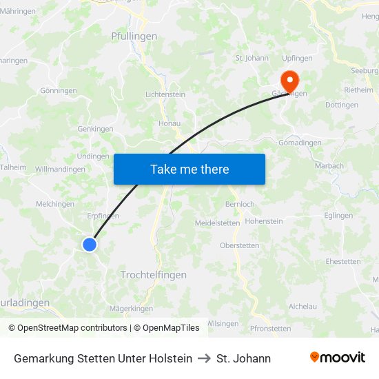 Gemarkung Stetten Unter Holstein to St. Johann map